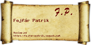 Fejfár Patrik névjegykártya