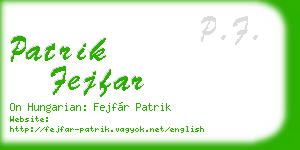 patrik fejfar business card